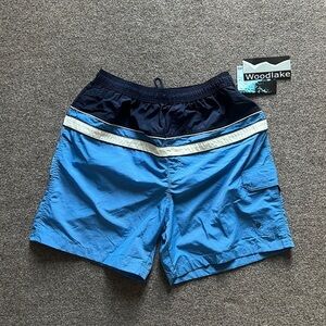 NWT Woodlake Swim Trunks Shorts Men’s XL Navy Blue Stripe Retro Dad Core 90s Y2K